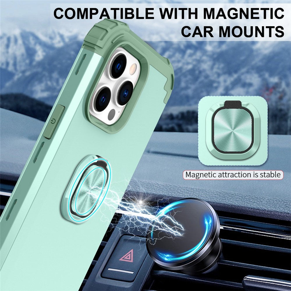 For iPhone 14 Pro Max L-Style Phone Case with Ring Holder Kickstand Protective Phone Back Cover