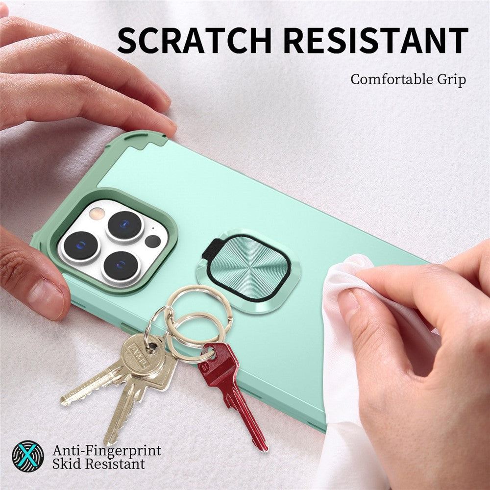 For iPhone 14 Pro Max L-Style Phone Case with Ring Holder Kickstand Protective Phone Back Cover