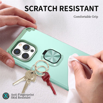 For iPhone 14 Pro Max L-Style Phone Case with Ring Holder Kickstand Protective Phone Back Cover
