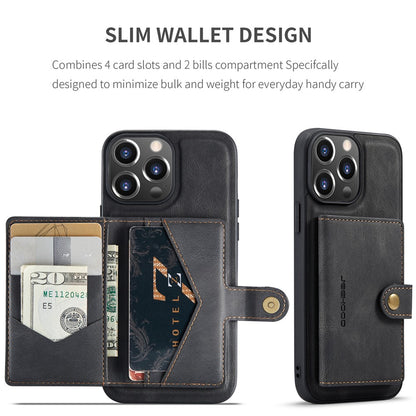 JEEHOOD J01 For iPhone 14 Pro Case Leather+TPU Phone Cover Magnetic Detachable with Card Holder Pocket
