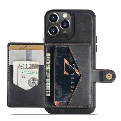 JEEHOOD J01 For iPhone 14 Pro Case Leather+TPU Phone Cover Magnetic Detachable with Card Holder Pocket