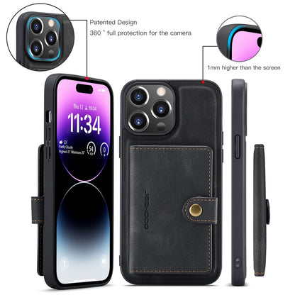 JEEHOOD J01 For iPhone 14 Pro Case Leather+TPU Phone Cover Magnetic Detachable with Card Holder Pocket
