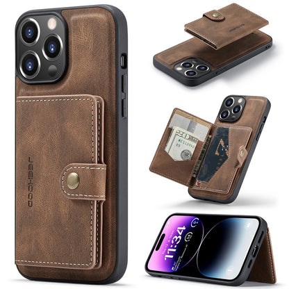 JEEHOOD J01 For iPhone 14 Pro Case Leather+TPU Phone Cover Magnetic Detachable with Card Holder Pocket