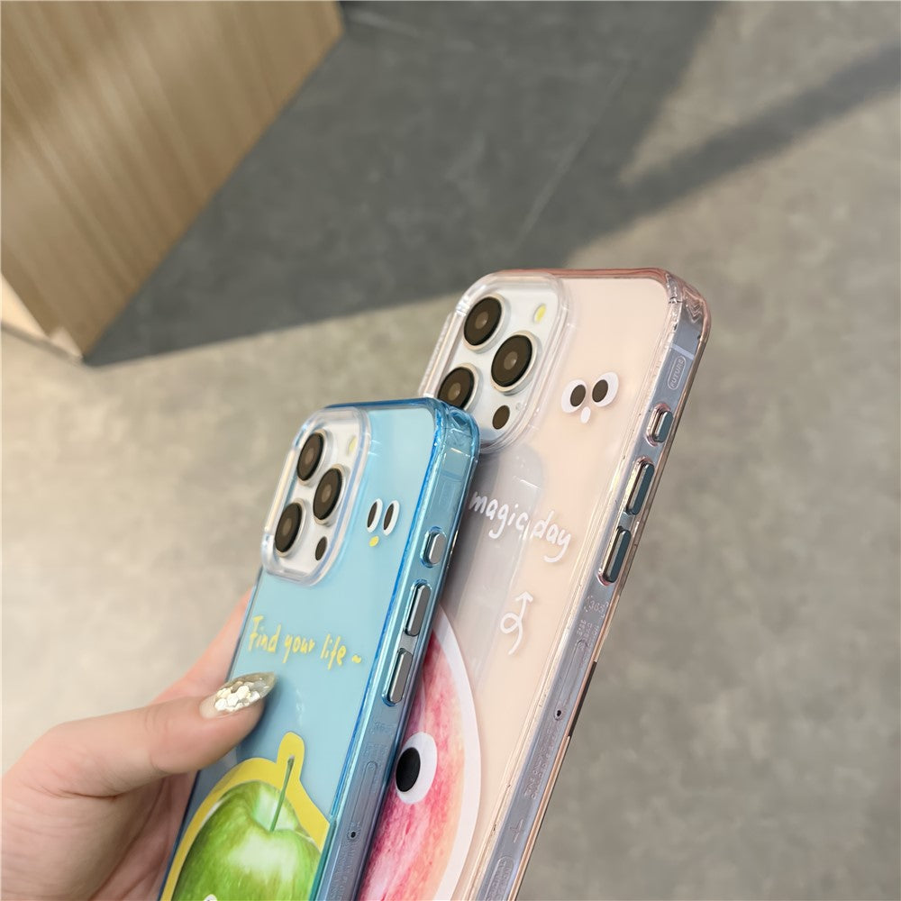 For iPhone 14 Pro Case Acrylic+TPU Phone Cover Fruit Emotion Pattern
