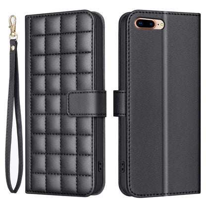 BINFEN COLOR for iPhone 17e / 16e Case Square Grid PU Leather Cover Stand Wallet
