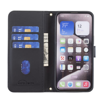 BINFEN COLOR for iPhone 17e / 16e Case Square Grid PU Leather Cover Stand Wallet