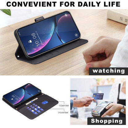 BINFEN COLOR for iPhone 17e / 16e Case Square Grid PU Leather Cover Stand Wallet