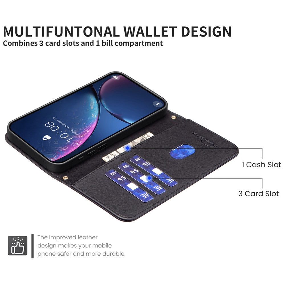 BINFEN COLOR for iPhone 17e / 16e Case Square Grid PU Leather Cover Stand Wallet