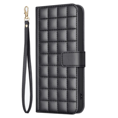 BINFEN COLOR for iPhone 17e / 16e Case Square Grid PU Leather Cover Stand Wallet
