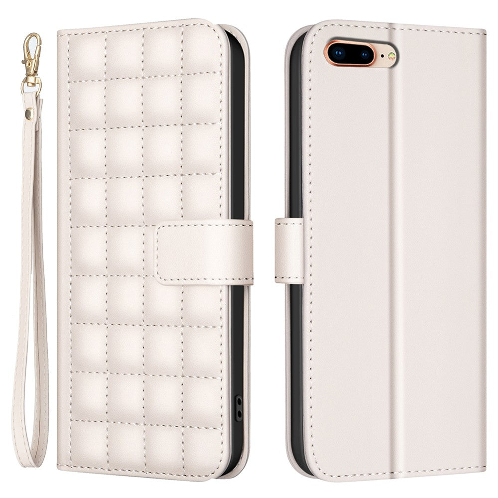 BINFEN COLOR for iPhone 17e / 16e Case Square Grid PU Leather Cover Stand Wallet