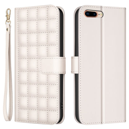 BINFEN COLOR for iPhone 17e / 16e Case Square Grid PU Leather Cover Stand Wallet
