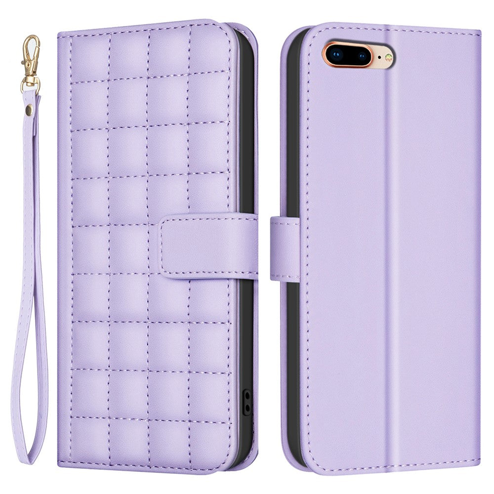 BINFEN COLOR for iPhone 17e / 16e Case Square Grid PU Leather Cover Stand Wallet
