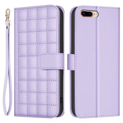 BINFEN COLOR for iPhone 17e / 16e Case Square Grid PU Leather Cover Stand Wallet