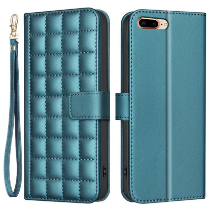 BINFEN COLOR for iPhone 17e / 16e Case Square Grid PU Leather Cover Stand Wallet