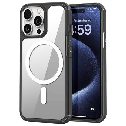 For iPhone 14 Pro Magnetic Case TPU + Acrylic Phone Back Cover Compatible with MagSafe