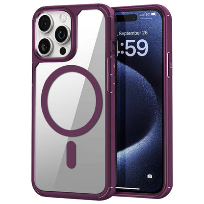 For iPhone 14 Pro Magnetic Case TPU + Acrylic Phone Back Cover Compatible with MagSafe