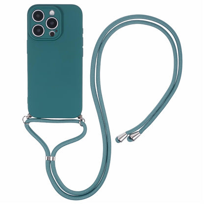 For iPhone 16 Pro Max Case Fiber Lining TPU Shockproof Phone Cover with Crossbody Lanyard