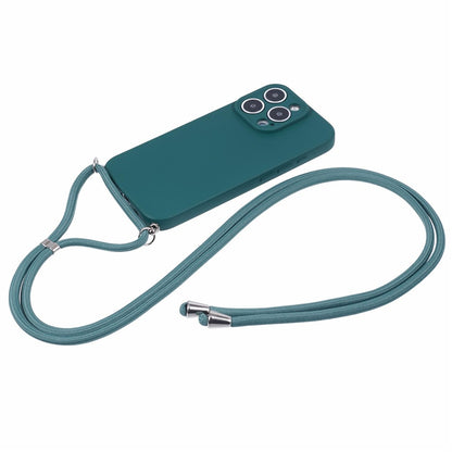 For iPhone 16 Pro Max Case Fiber Lining TPU Shockproof Phone Cover with Crossbody Lanyard