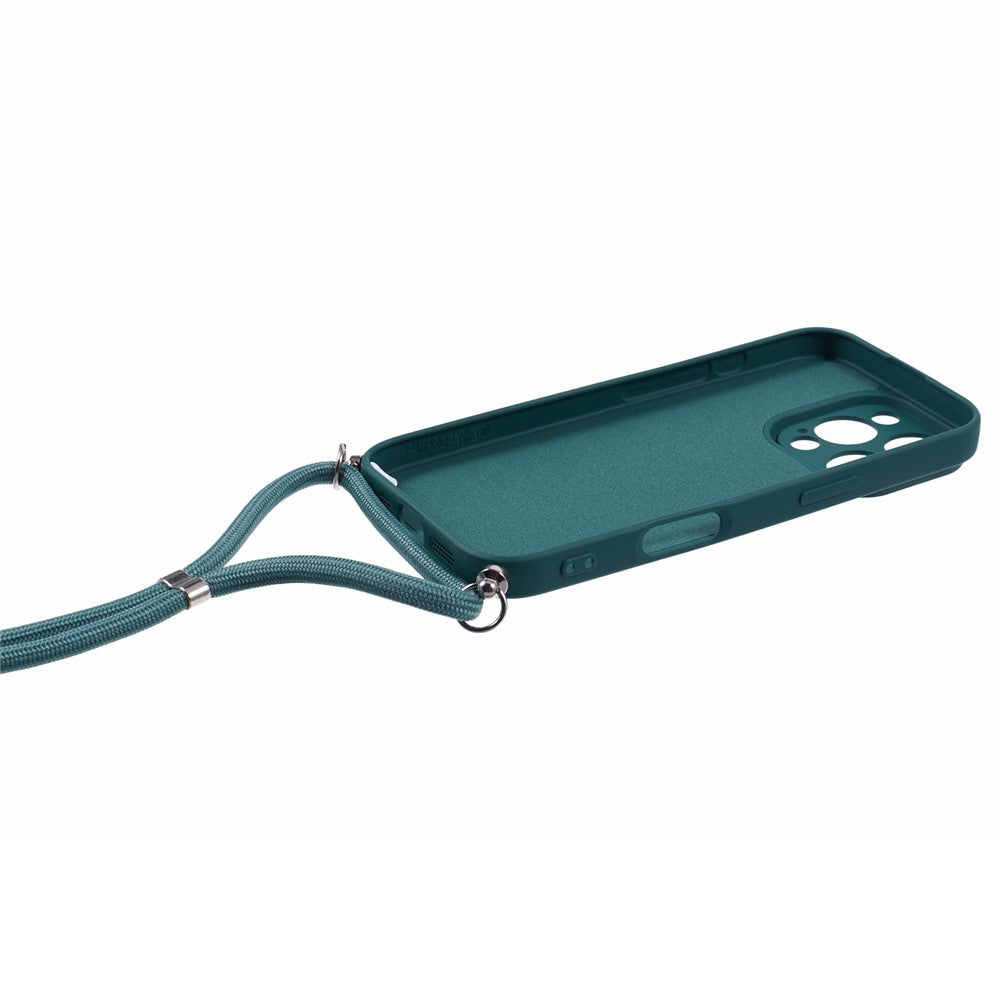 For iPhone 16 Pro Max Case Fiber Lining TPU Shockproof Phone Cover with Crossbody Lanyard