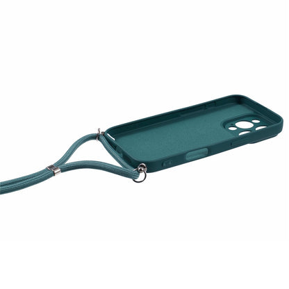 For iPhone 16 Pro Max Case Fiber Lining TPU Shockproof Phone Cover with Crossbody Lanyard