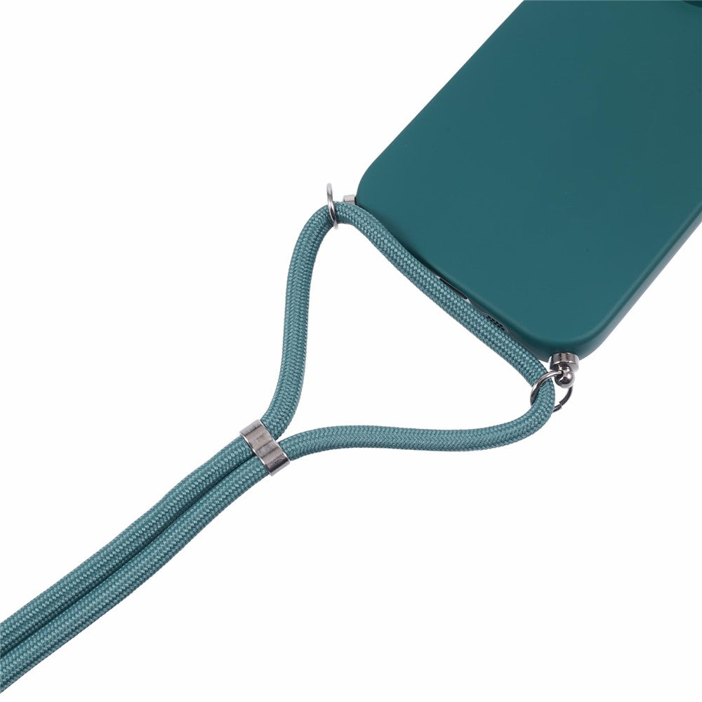 For iPhone 16 Pro Max Case Fiber Lining TPU Shockproof Phone Cover with Crossbody Lanyard