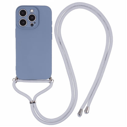 For iPhone 16 Pro Max Case Fiber Lining TPU Shockproof Phone Cover with Crossbody Lanyard