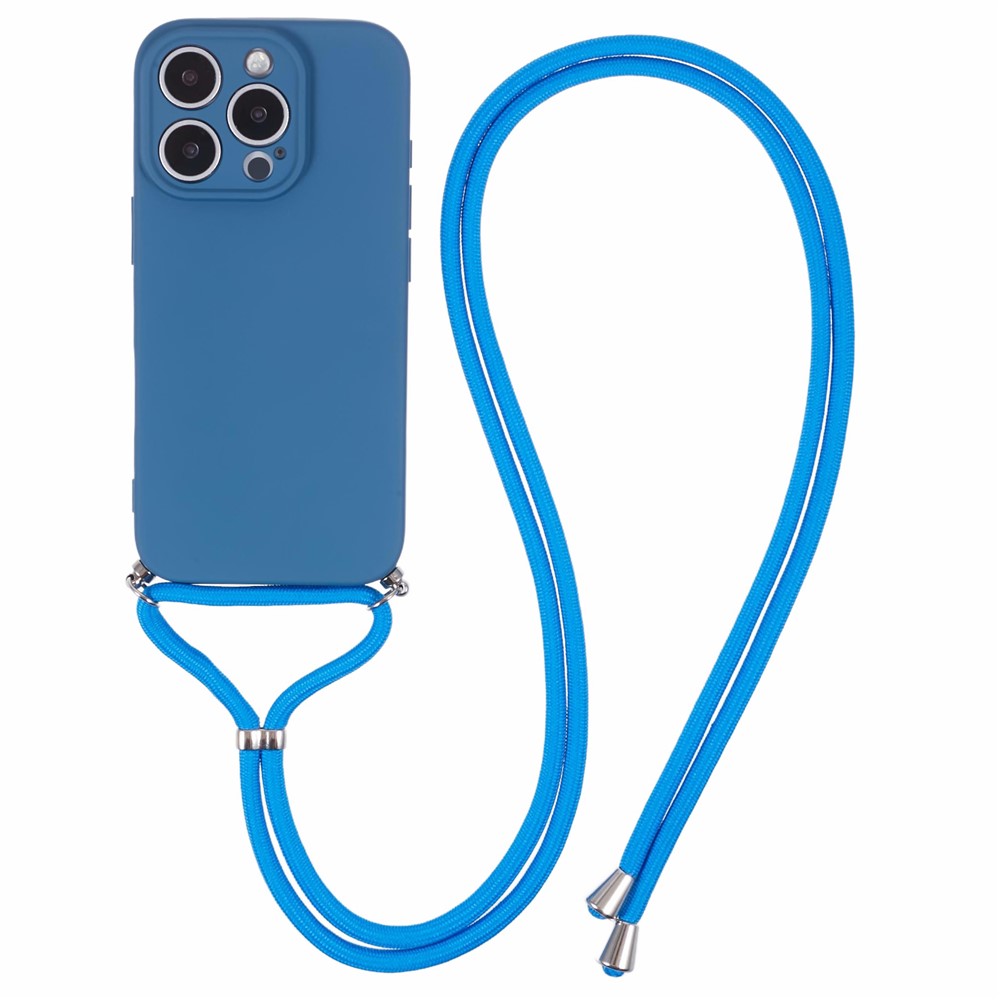 For iPhone 16 Pro Max Case Fiber Lining TPU Shockproof Phone Cover with Crossbody Lanyard