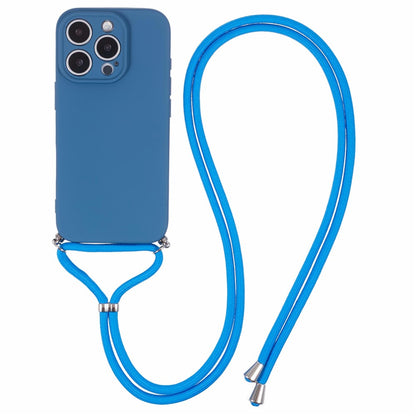 For iPhone 16 Pro Max Case Fiber Lining TPU Shockproof Phone Cover with Crossbody Lanyard
