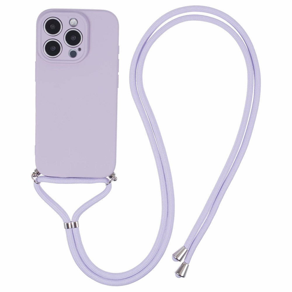 For iPhone 16 Pro Max Case Fiber Lining TPU Shockproof Phone Cover with Crossbody Lanyard
