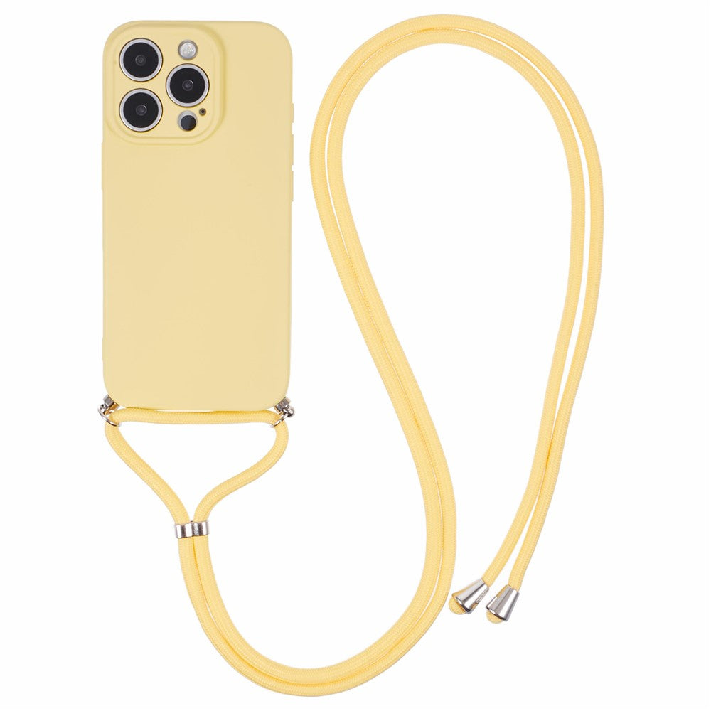 For iPhone 16 Pro Max Case Fiber Lining TPU Shockproof Phone Cover with Crossbody Lanyard