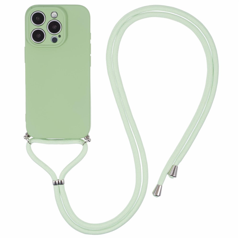 For iPhone 16 Pro Max Case Fiber Lining TPU Shockproof Phone Cover with Crossbody Lanyard