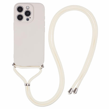 For iPhone 16 Pro Max Case Fiber Lining TPU Shockproof Phone Cover with Crossbody Lanyard