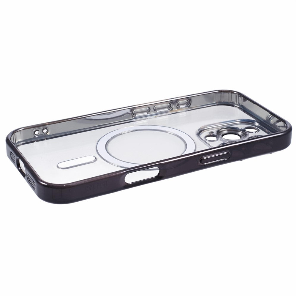 For iPhone 16 Pro Magnetic Case Soft TPU Electroplating Phone Cover with Lens Film