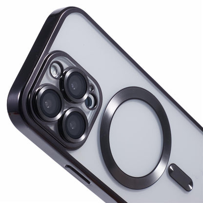 For iPhone 16 Pro Magnetic Case Soft TPU Electroplating Phone Cover with Lens Film