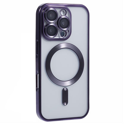 For iPhone 16 Pro Magnetic Case Soft TPU Electroplating Phone Cover with Lens Film