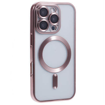 For iPhone 16 Pro Magnetic Case Soft TPU Electroplating Phone Cover with Lens Film