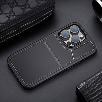 DUX DUCIS Rafi II Series for iPhone 16 Pro Magnetic Case Kickstand Card Slots Leather+TPU Phone Cover