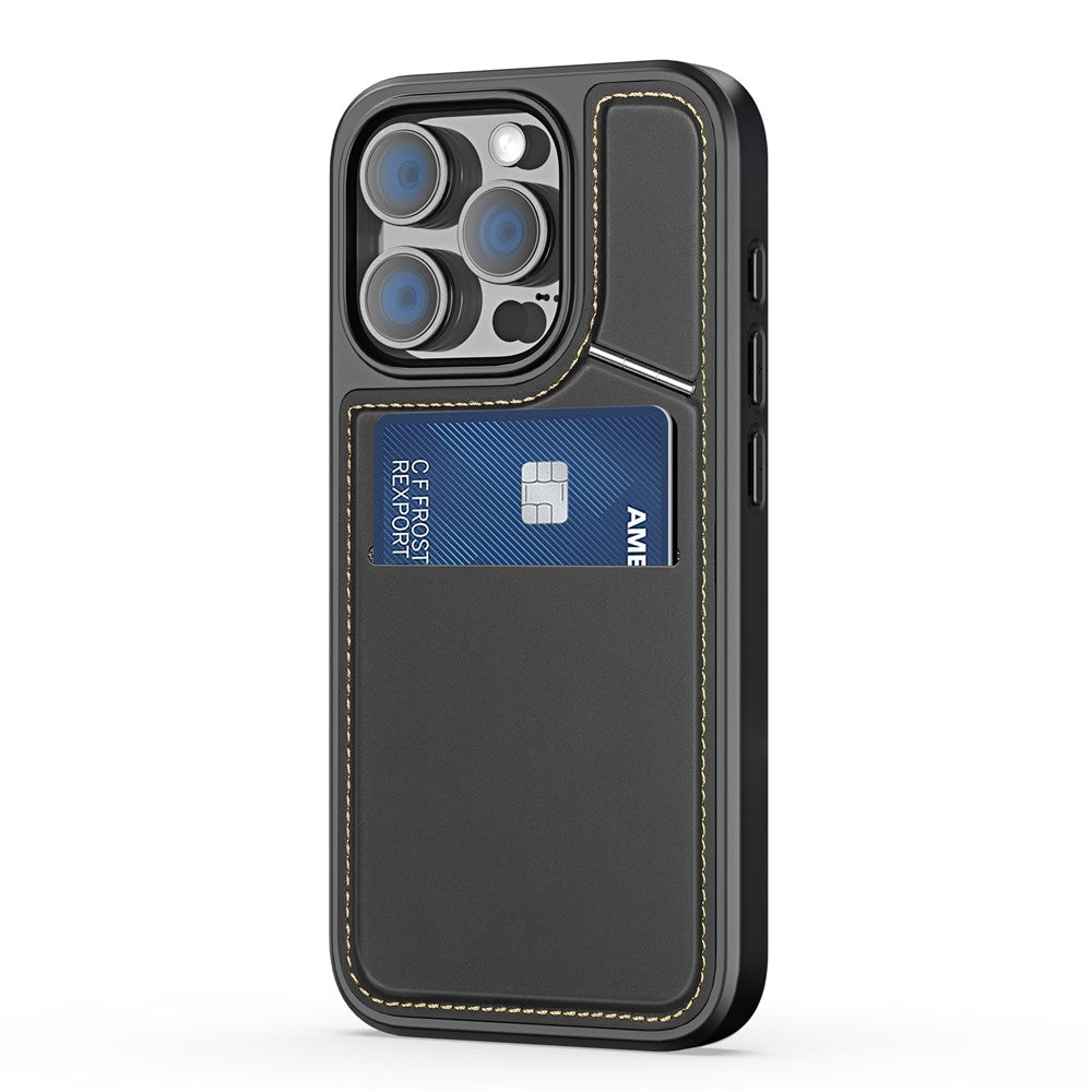 DUX DUCIS Rafi II Series for iPhone 16 Pro Magnetic Case Kickstand Card Slots Leather+TPU Phone Cover
