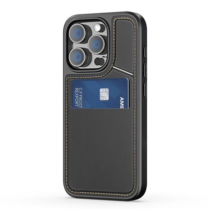 DUX DUCIS Rafi II Series for iPhone 16 Pro Magnetic Case Kickstand Card Slots Leather+TPU Phone Cover