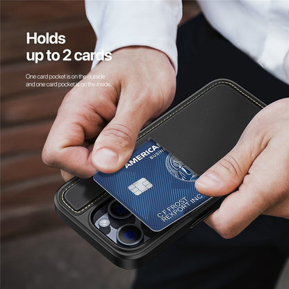 DUX DUCIS Rafi II Series for iPhone 16 Pro Magnetic Case Kickstand Card Slots Leather+TPU Phone Cover