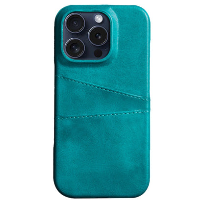 For iPhone 16 Pro Max Case Dual Card Slots Leather Coated PC Hard Phone Cover