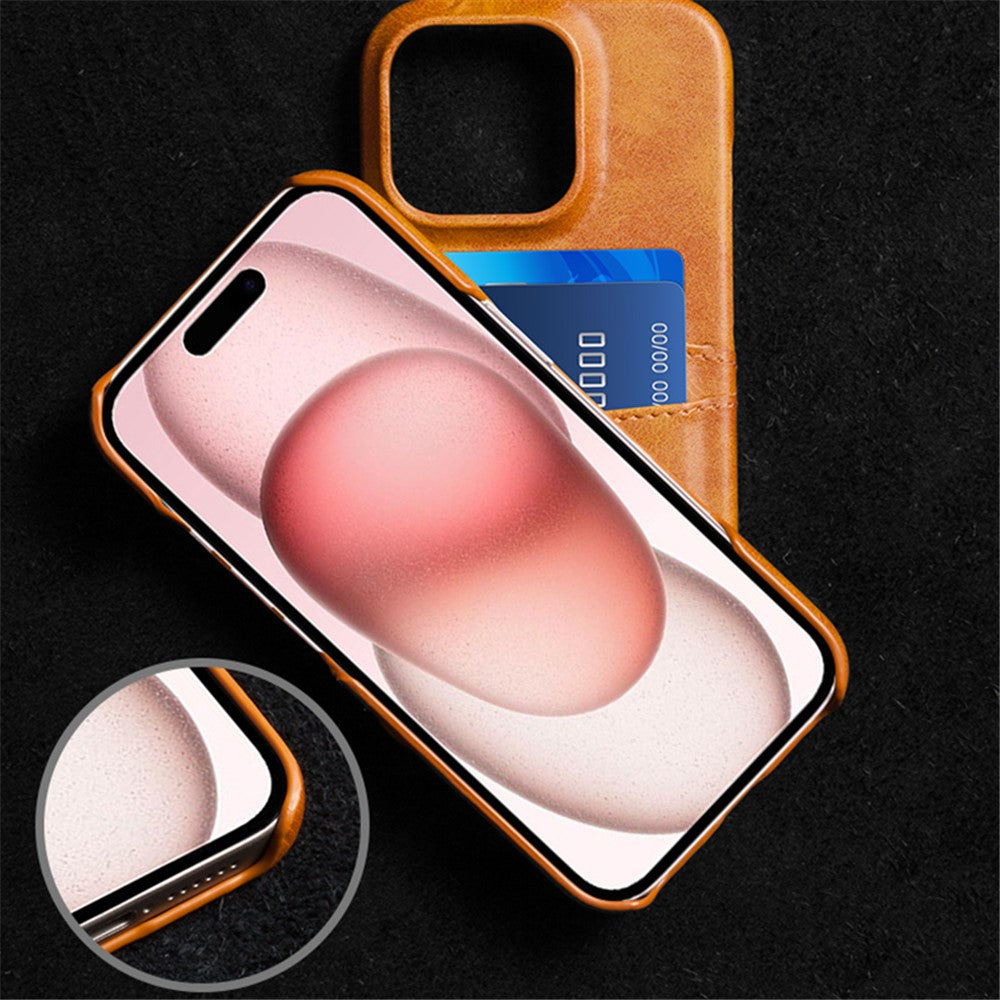 For iPhone 16 Pro Case Dual Card Slots PU Leather + Hard PC Phone Cover