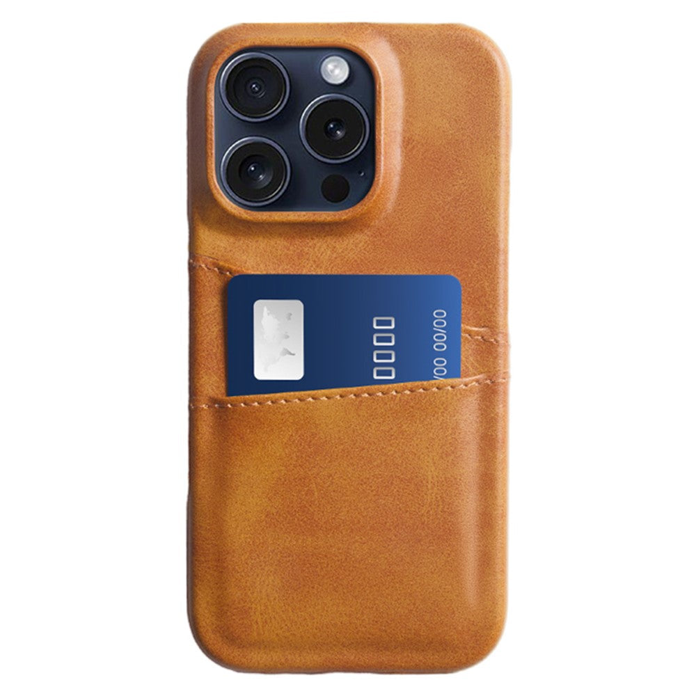 For iPhone 16 Pro Case Dual Card Slots PU Leather + Hard PC Phone Cover