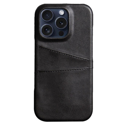 For iPhone 16 Pro Case Dual Card Slots PU Leather + Hard PC Phone Cover