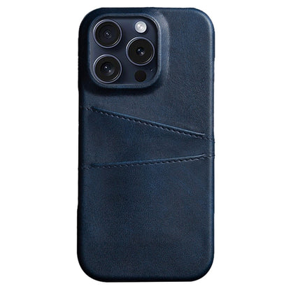 For iPhone 16 Pro Case Dual Card Slots PU Leather + Hard PC Phone Cover