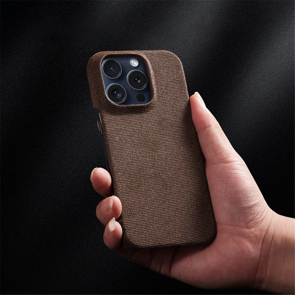For iPhone 16 Pro Max Case Solid Color Cloth Texture Hard PC Phone Cover