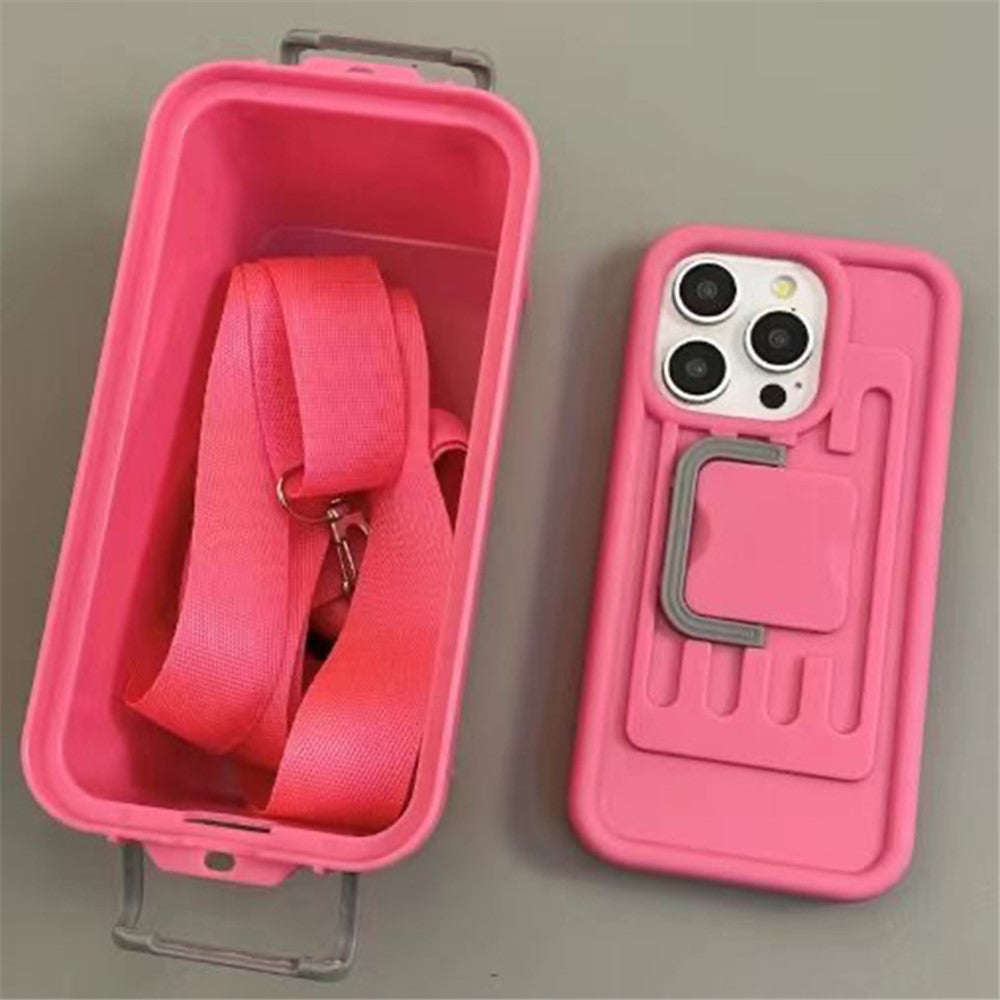 XX Series For iPhone 14 Pro Phone Case PC+TPU Cover with Crossbody Storage Box