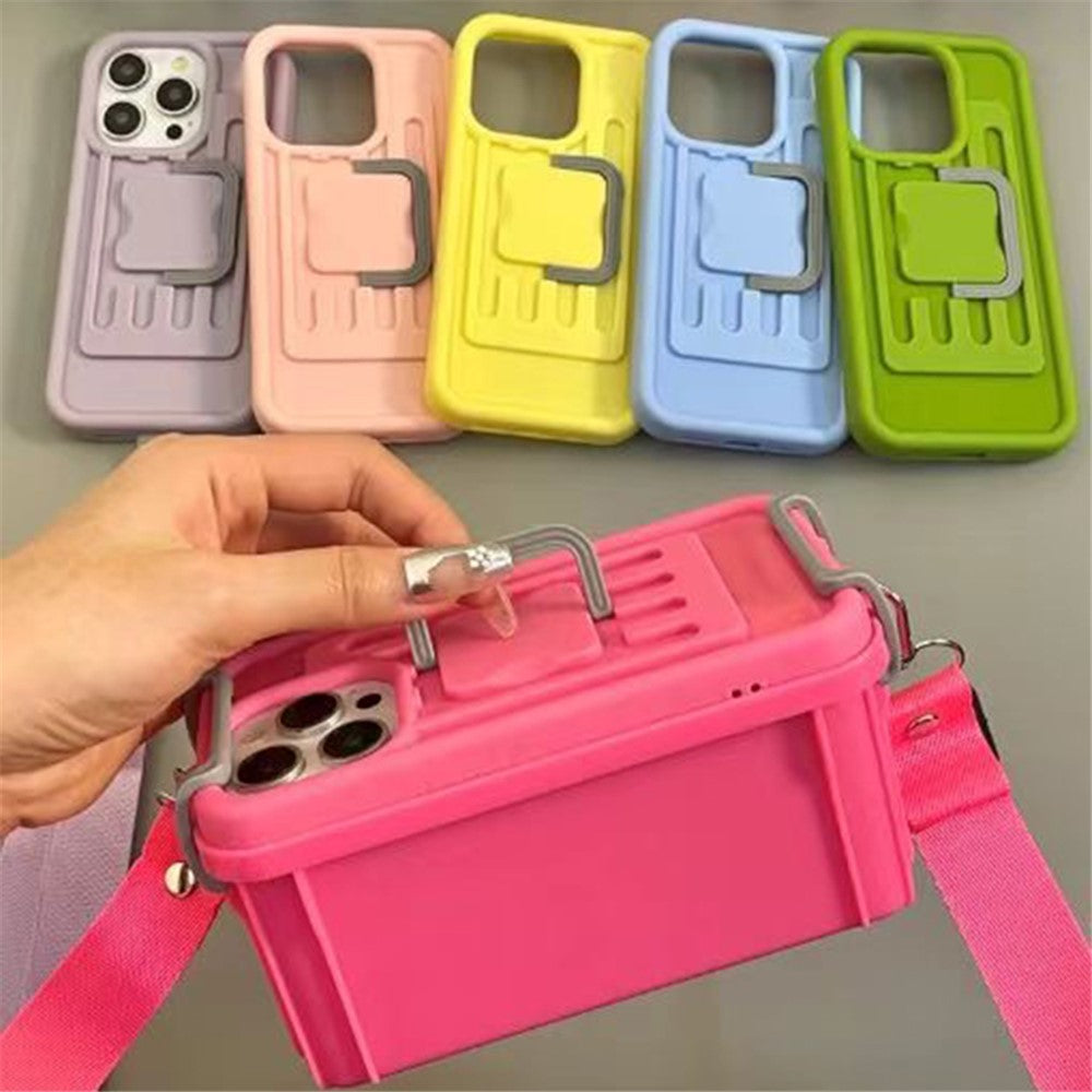 XX Series For iPhone 14 Pro Phone Case PC+TPU Cover with Crossbody Storage Box