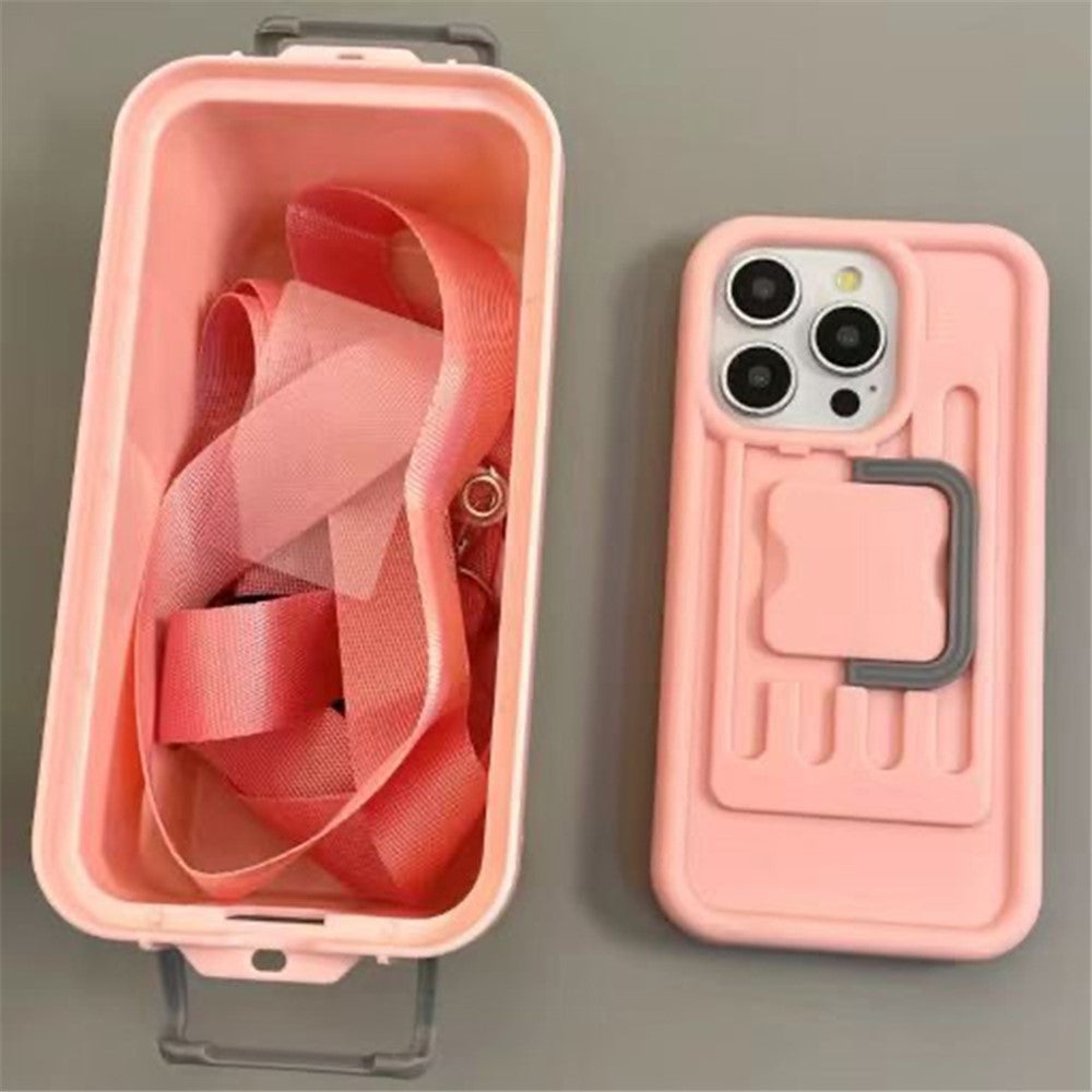 XX Series For iPhone 14 Pro Phone Case PC+TPU Cover with Crossbody Storage Box