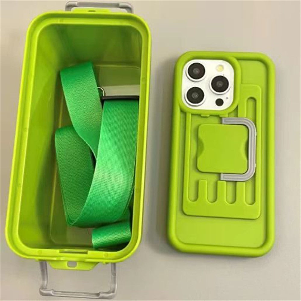 XX Series For iPhone 14 Pro Phone Case PC+TPU Cover with Crossbody Storage Box